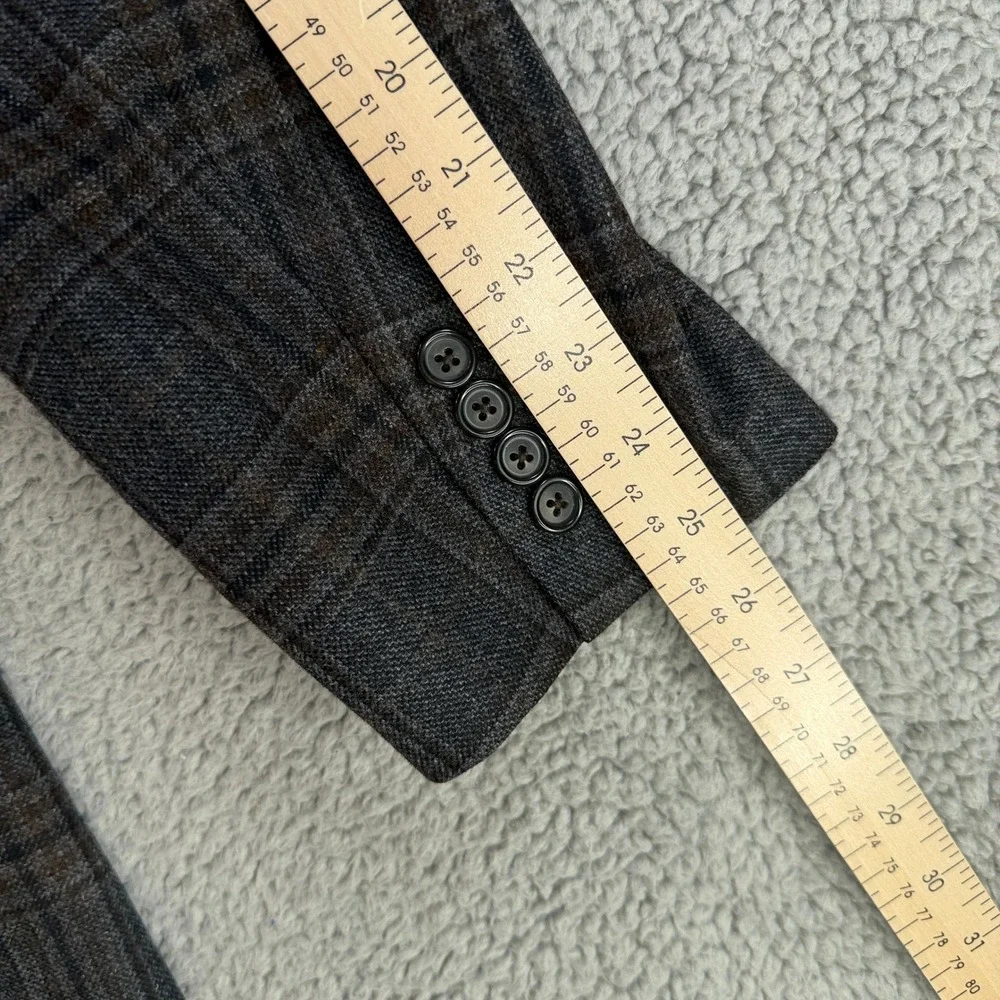 Brooks Brothers Sport Coat Mens 46L Gray Plaid Madison Wool Lanificio di Pray